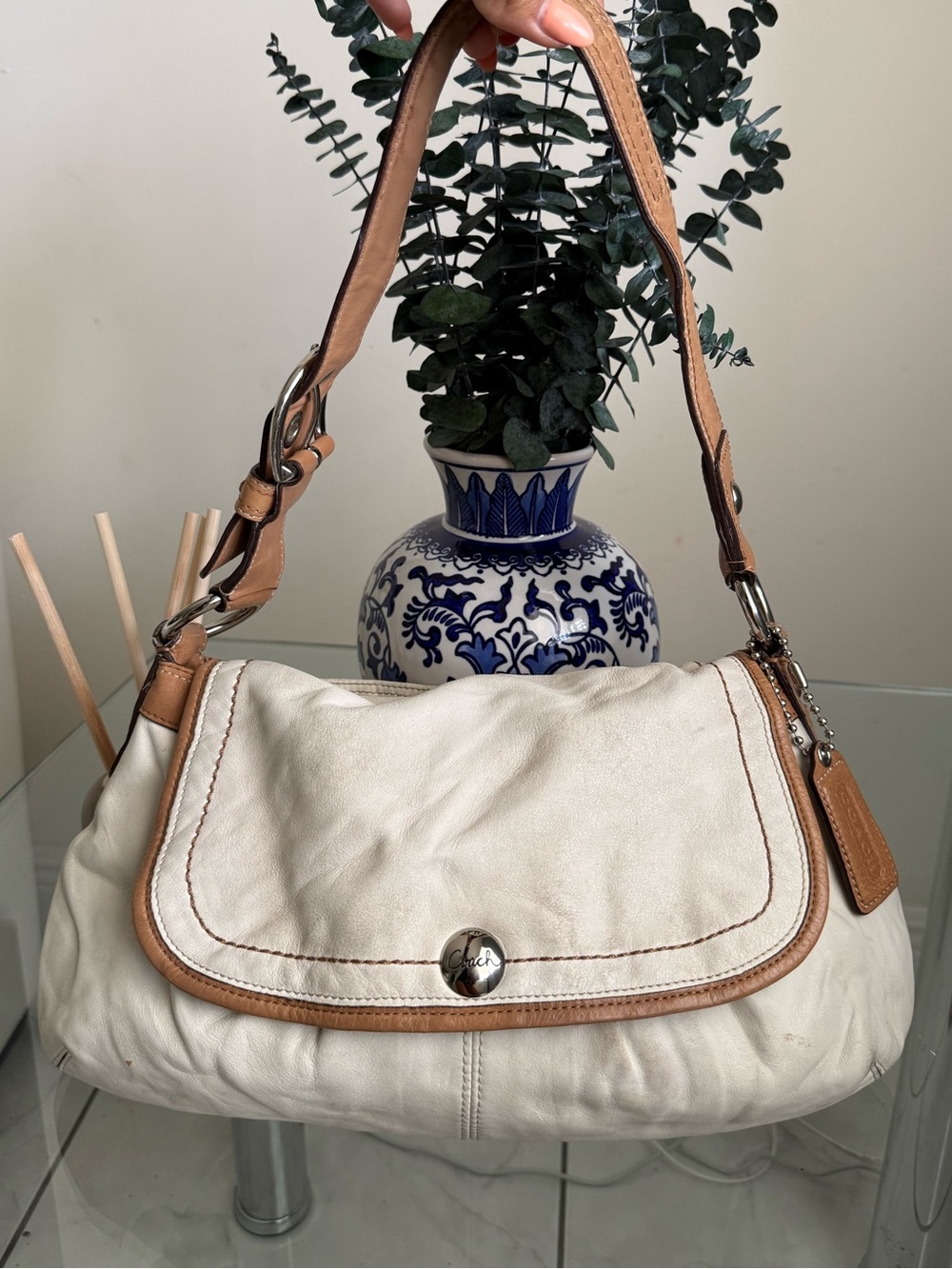 Vintage Coach Soho pleated leather flap shoulder bag